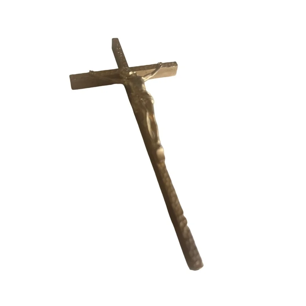 Unbranded Crucifix Wall Cross Gold Jesus Christ Hammered Metal Religious Decor